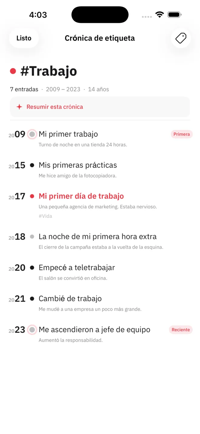 Crónica de etiqueta de #Trabajo. Solo las entradas con esa etiqueta bajan por una línea, del primer empleo a montar una consultoría.