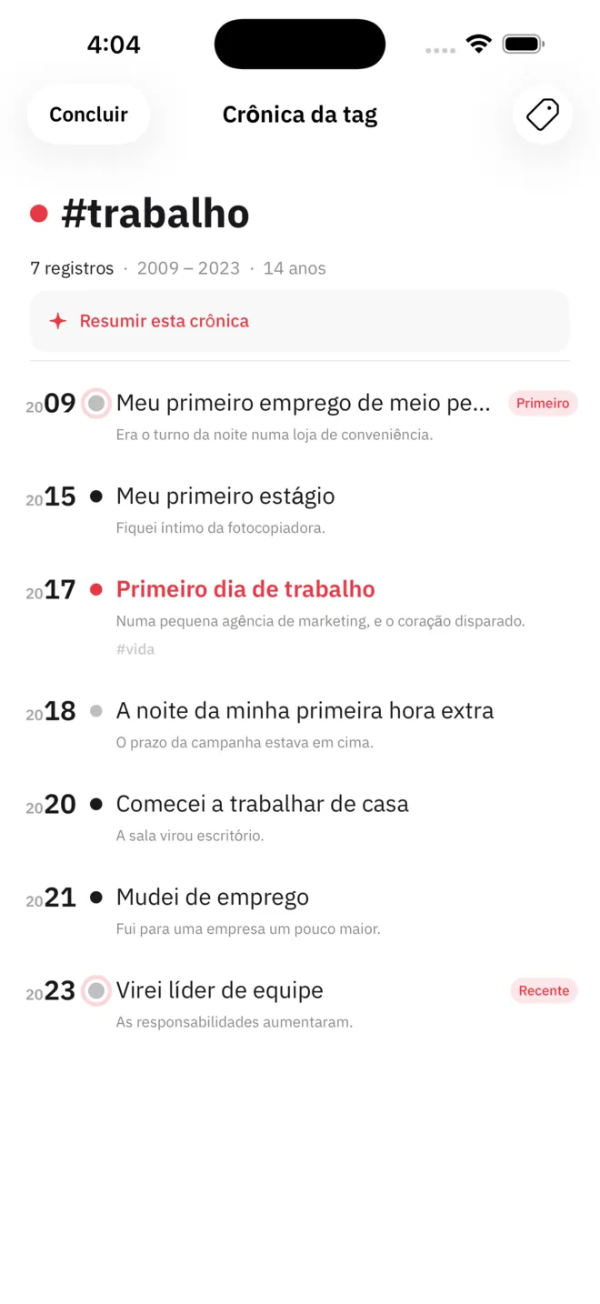 Crônica da tag #Trabalho. Só os registros com essa tag descem numa linha, do primeiro emprego à abertura de uma consultoria.
