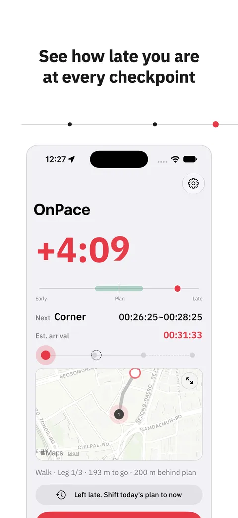 See how late you are at every checkpoint