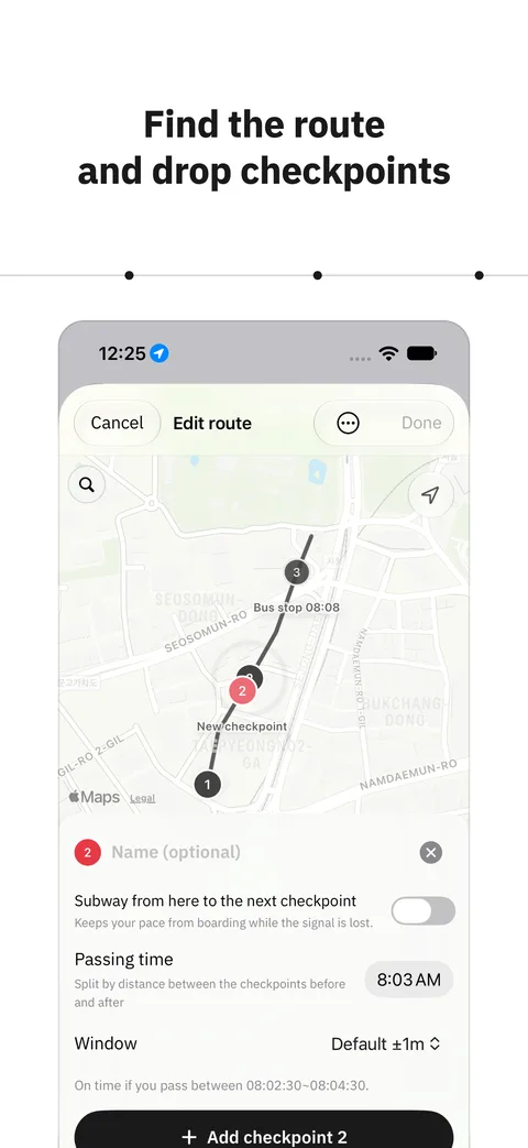 Find the route and drop checkpoints
